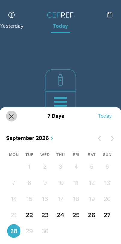 CEFREF Input calendar for selecting an available recent date